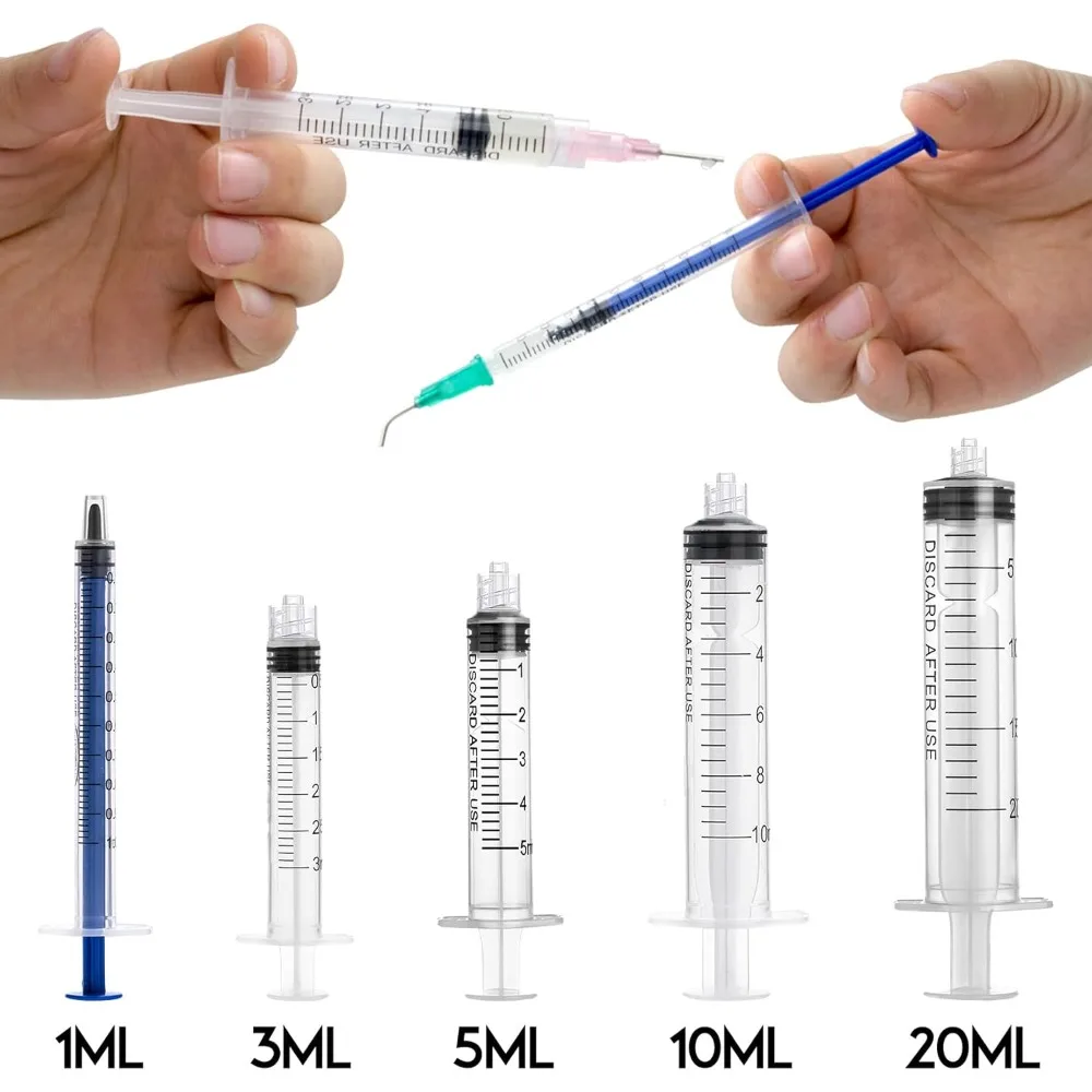 1-20ml Syringe with Blunt Needle & Cap, Applicator for Lab Plant Watering Pet Feeding Glue Ink Perfume Lip Gloss