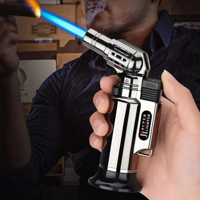 

Portable High Fire Metal Lighter Multifunctional Kitchen Barbecue Cigar Lighter Outdoor Windproof Turbine Gas Lighter Men's Gift