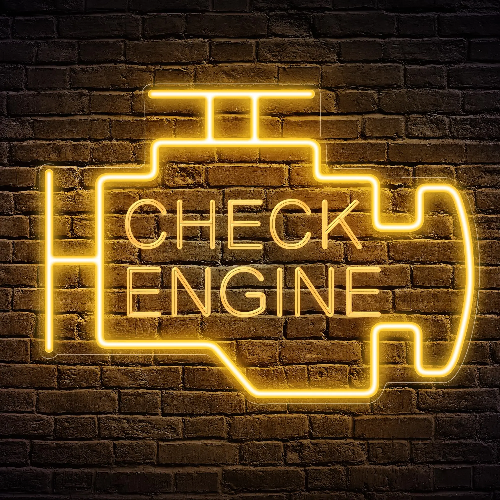 Check Engine Neon Sign LED Garage Sign for Car Room Decor  for Garage Decor, Auto Repair Workshop, Man Cave - Best Gifts for Dad