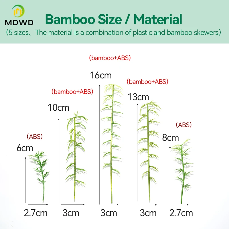 Modelo Miniatura De Plástico Paisagem, Árvore De Bambu, Mesa De Areia, Kits De Acessórios De Decoração, Brinquedos De Construção, 6cm, 8cm, 12cm, 15cm, 20Pcs