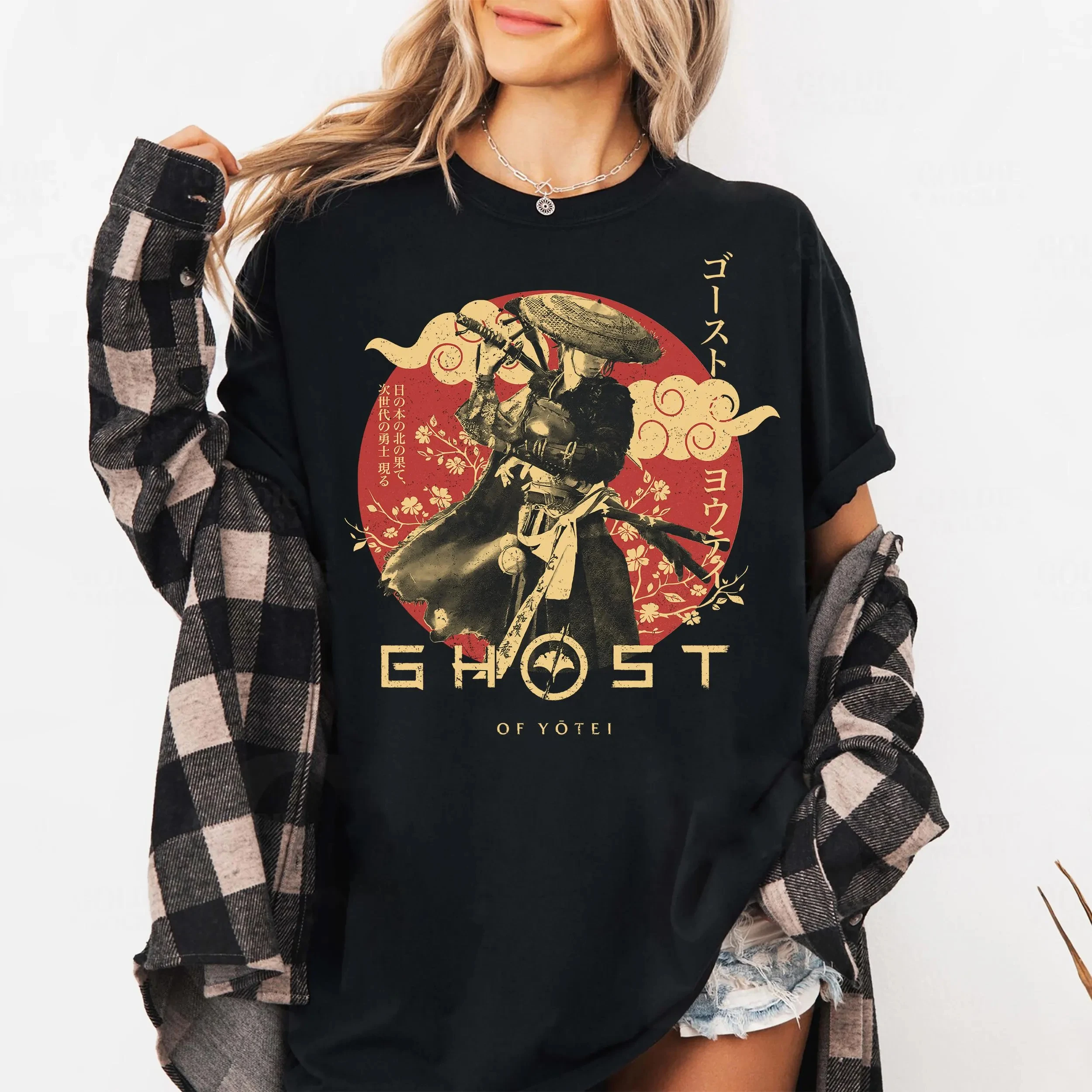 Camisa Ghost of Yotei Atsu Japan Tee Lord Saito Gráfico Cuello redondo Camisa de manga corta Unisex Hombres Mujeres para todas las estaciones