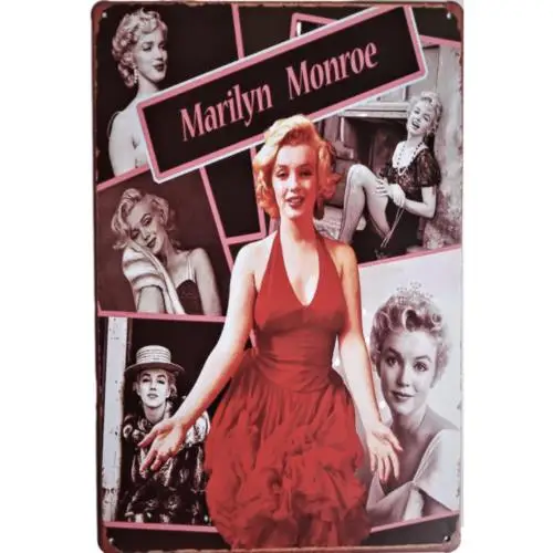 1 pcs,Marilyn Monroe Pinup Metal Sign  Image Mix Red Dress Marilyn Metal Sign