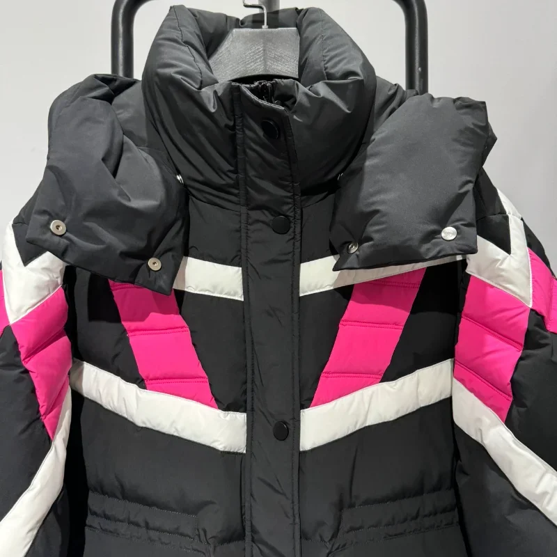 Women\'s Winter Coats 2024 New Fashion Leisure Color Blocking Down Jacket 90white Duck Down Thick Long Coats Down Clothing Female