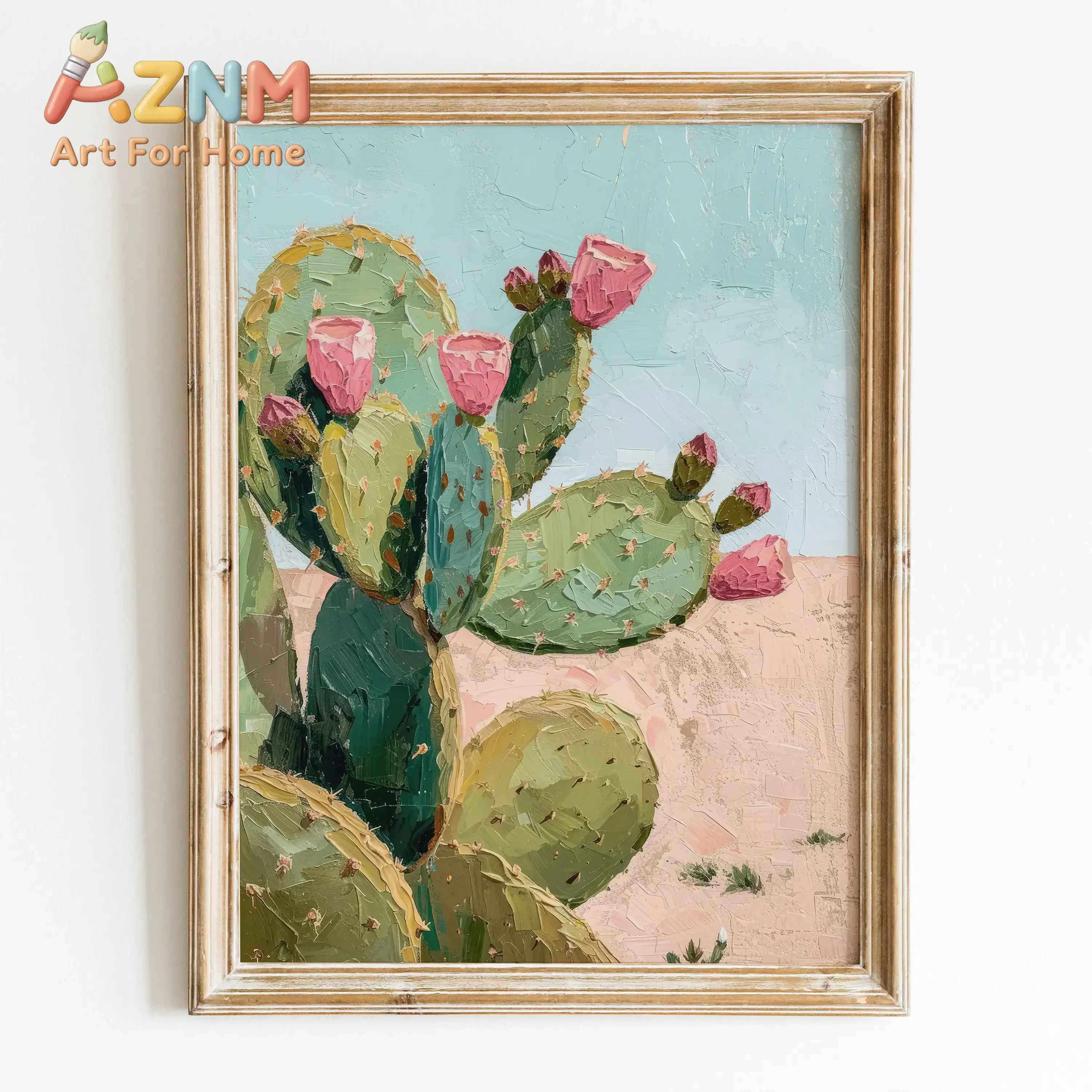 Canvas Painting Beach Girly French Summer Cactus Palm Tree Sea Turtle Seashells Poster Print Wall Art Room Home Decor Wall Decor