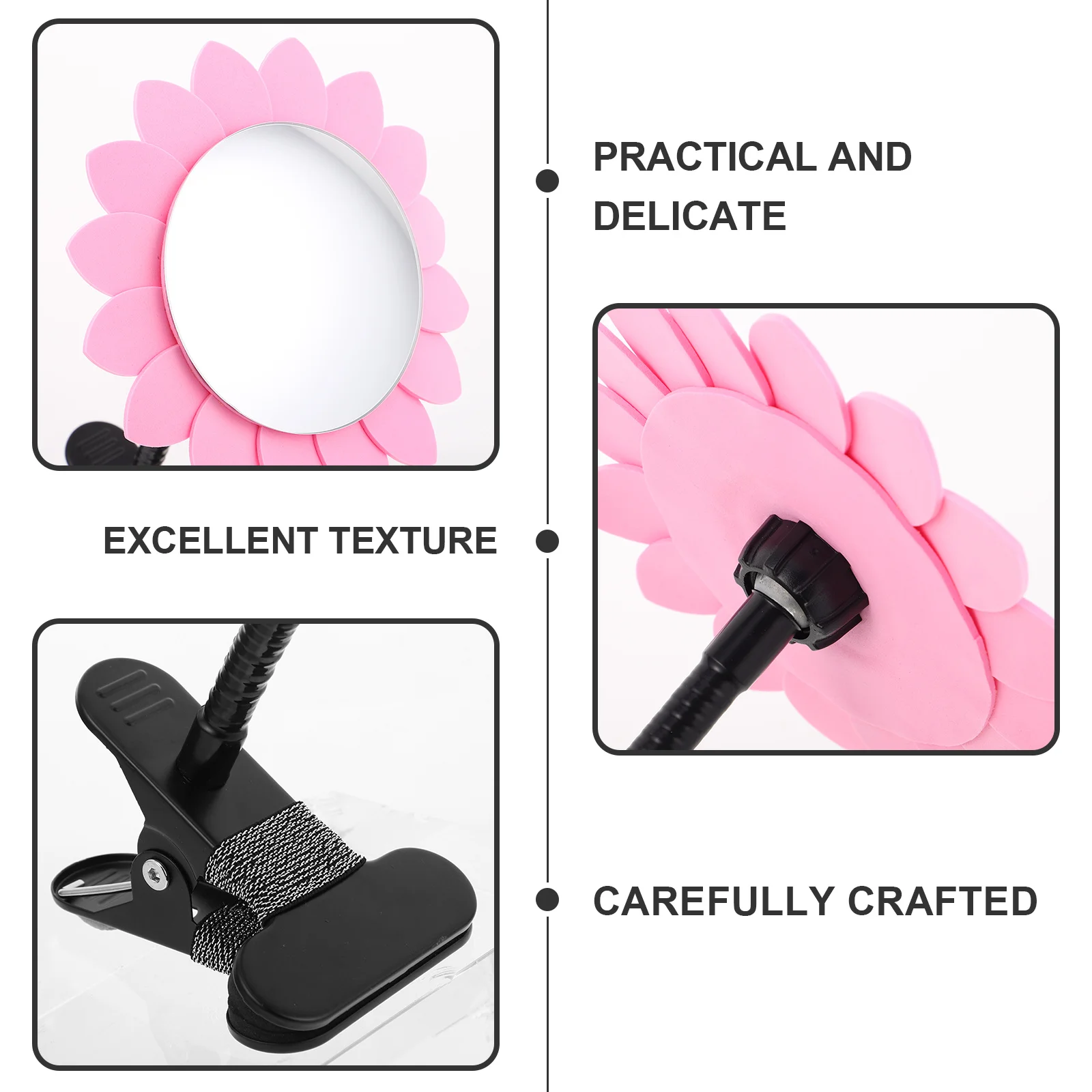 مرآة مكياج لسطح المكتب مع زاوية قابلة للتعديل عاكسة عالية الدقة للعناية الشخصية، مرآة مكعبة أمنية بمشبك لمساحة العمل #5