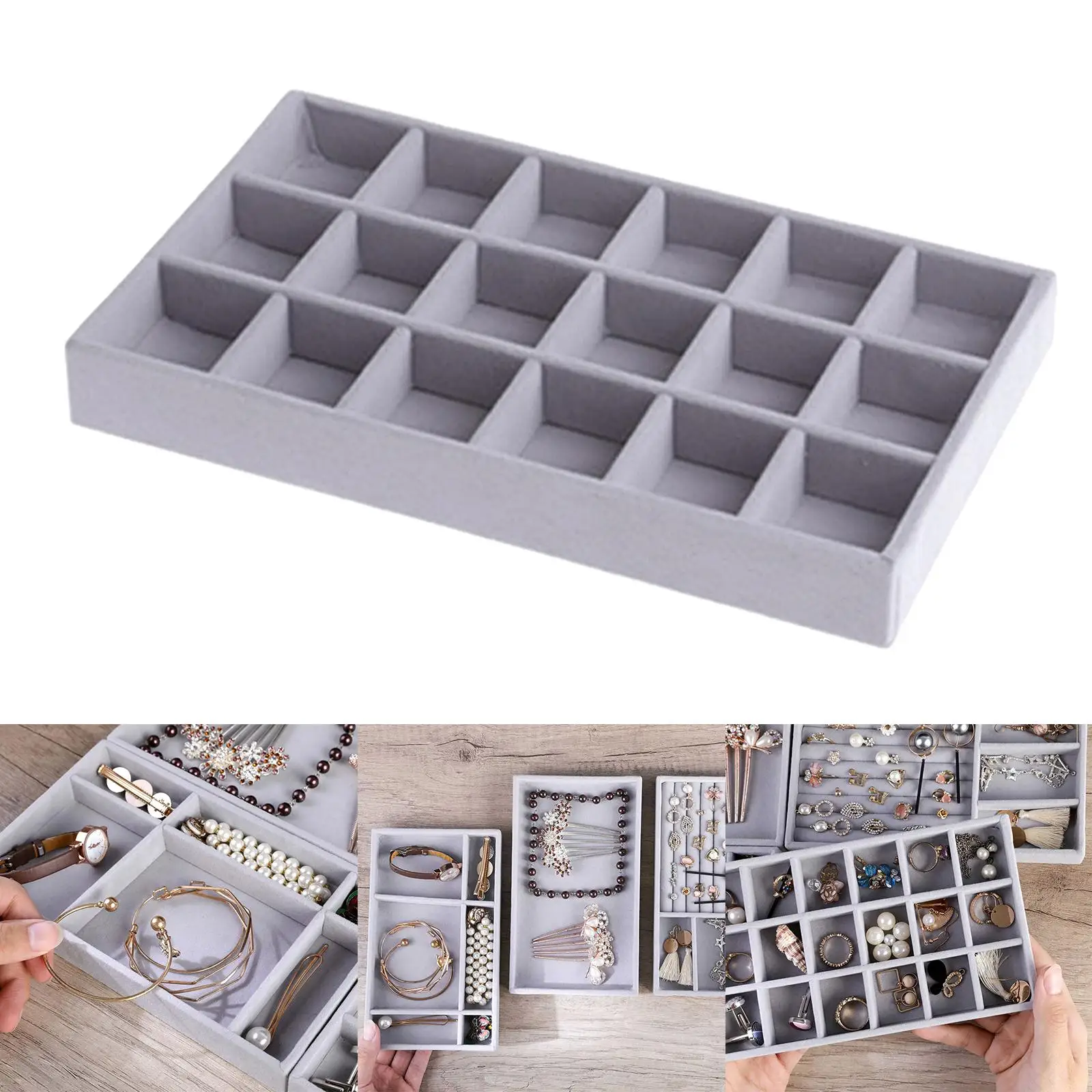 صندوق تخزين عرض المجوهرات، حامل منظم، هدية مخملية #4