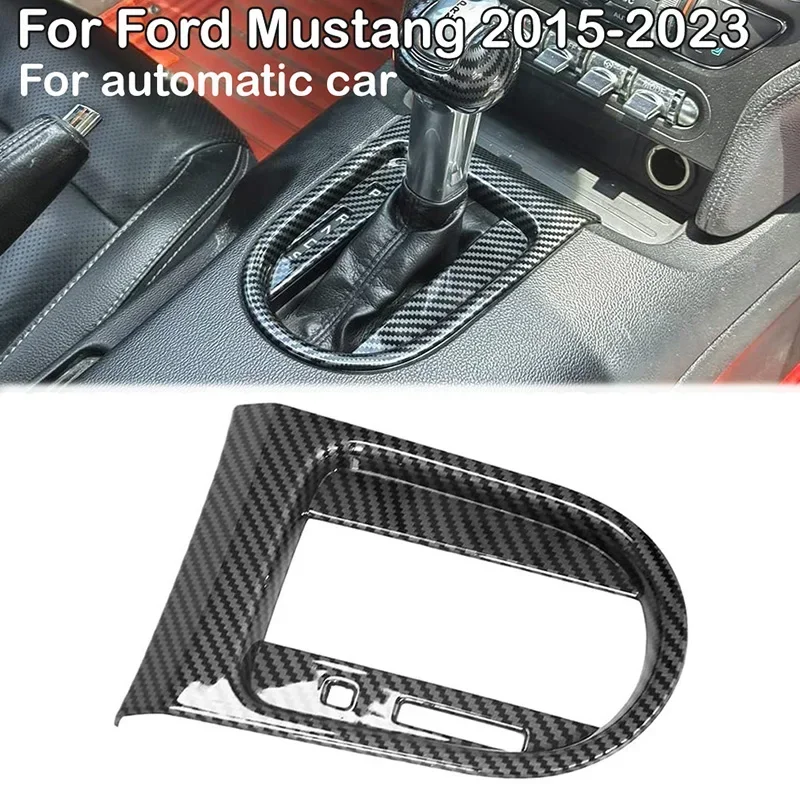 

Car Interior Center Gear Shift Frame Cover Panel Trim For Ford Mustang 2015-2023 Carbon Fiber Style Pattern Protective Stickers