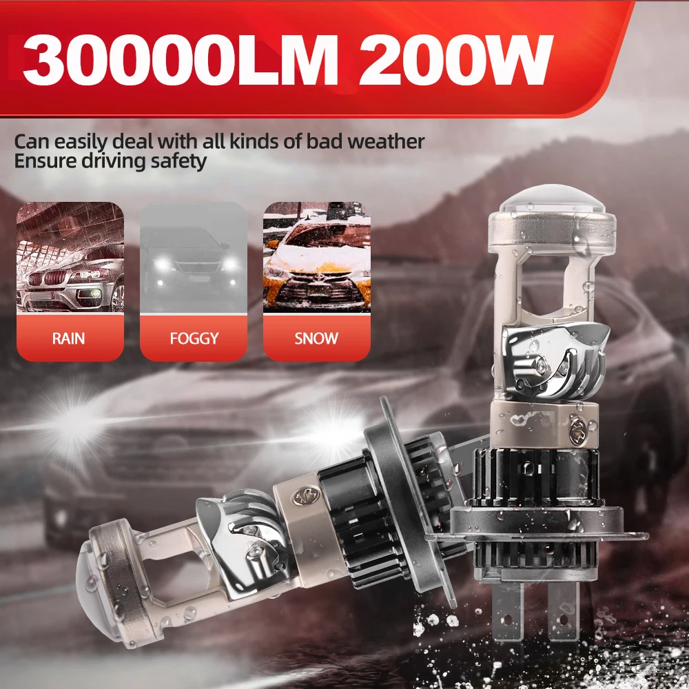 

H7 H11 9005 9006 Led 1:1 LED Projector Lens HB3 HB4 Canbus 30000LM 200W Plug-N-Play Mini Lens Auto Headlights 12V Projector Lamp