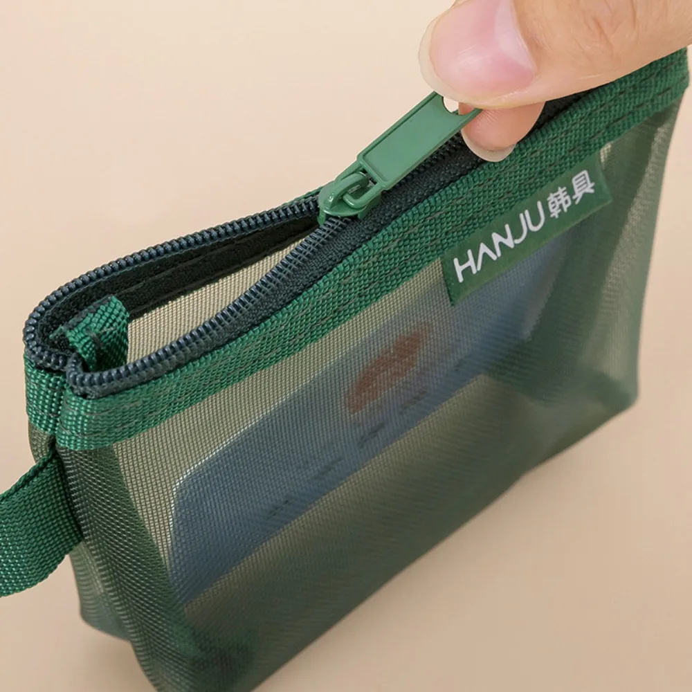 Portable Mesh Fabric Travel Grid Bag Mini Nylon Mesh Triangle Mesh Wallet Cosmetic Bag