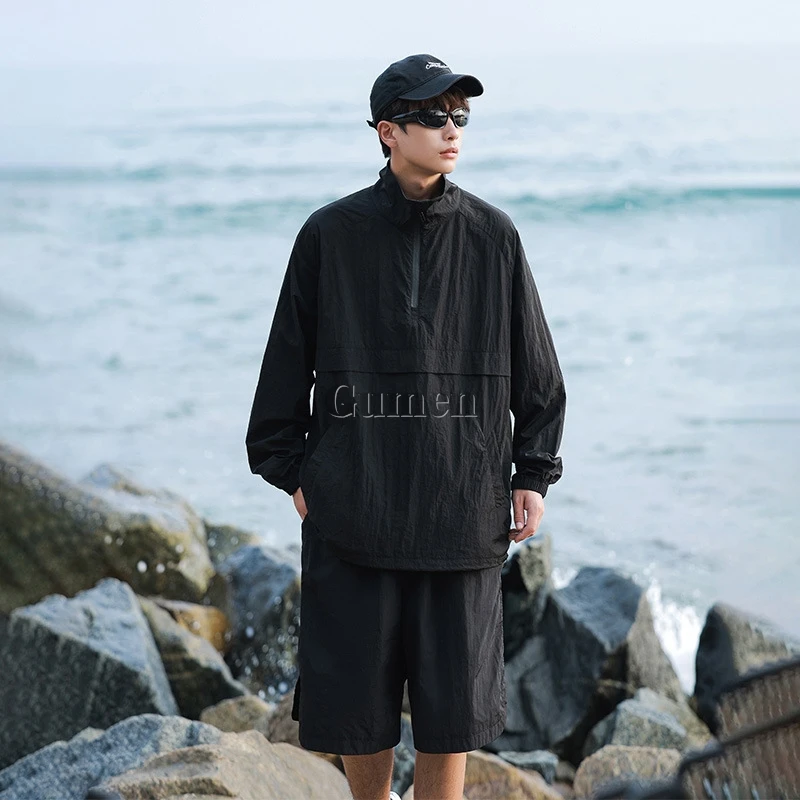 M-5XL Fashion Sunscreen Ice Sensation Outdoor Lightweight Long Sleeves Set Unisex Pet Beautician Work Uniform Suit Shirt Shorts