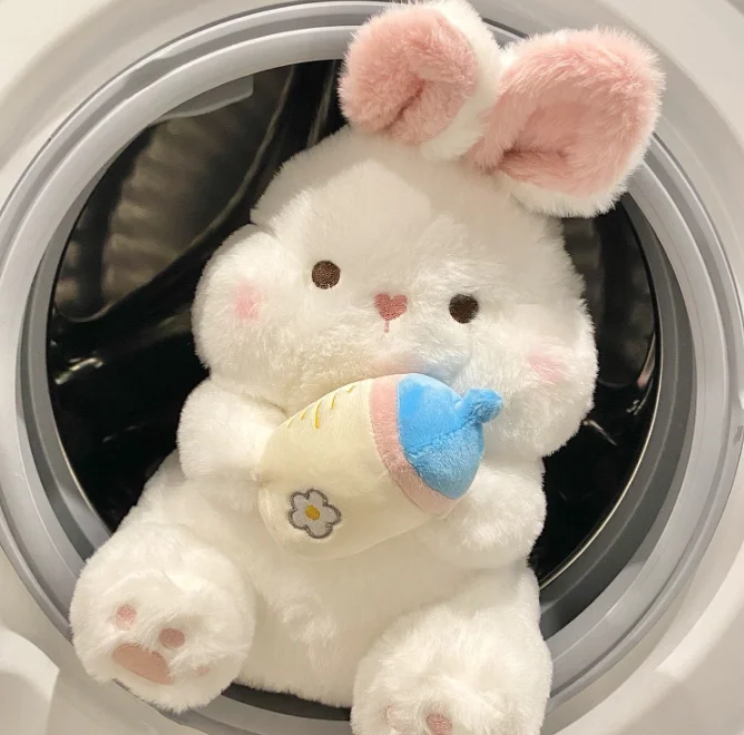 لعبة قطيفة قابلة للعناق أرنب أبيض كبير زجاجة لطيفة دمية أرنب هدية عيد ميلاد للفتيات وقت النوم رفيق النوم واقعي محشوة ل #3