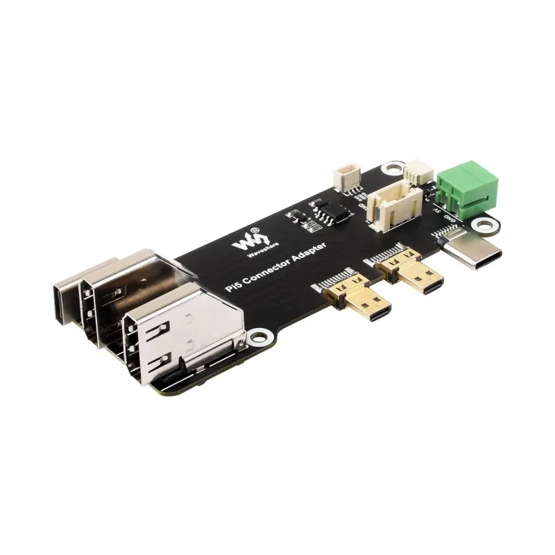 Waveshare adaptador multifuncional Micro HDMI a HDMI, Compatible con Pi 5/4B, dos métodos de fuente de alimentación, admite salidas duales 4K