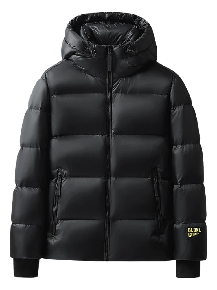 Black Winter Hooded Down Jacket for Men Thickened Warm Windproof Outdoor Down Coats Fashion Casual Classic Men Parkas with Hood