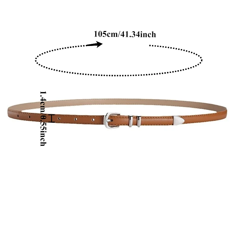 Fashionable Minimalist Elegant Silver-Buckle Slim Waist Belt for Women—High-End  Versatile Belt for Students and Young Adults