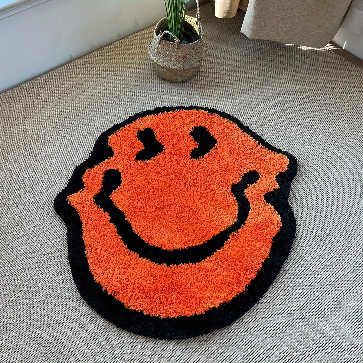 VIKAMA Funky Happy Smiley Fußmatte, rutschfester, waschbarer Eingangsteppich mit Cartoon-Print, waschbare Bodenmatte im Streetwear-Stil für Zuhause – Detail 2