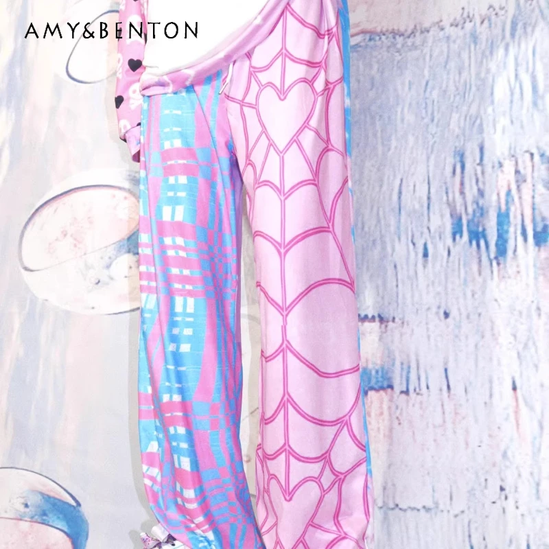 

Original Design Y2k Women's Casual Pants 2026 Spring Summer New Arrival Color Block Sweet Cool Versatile Loose Trousers Ladies