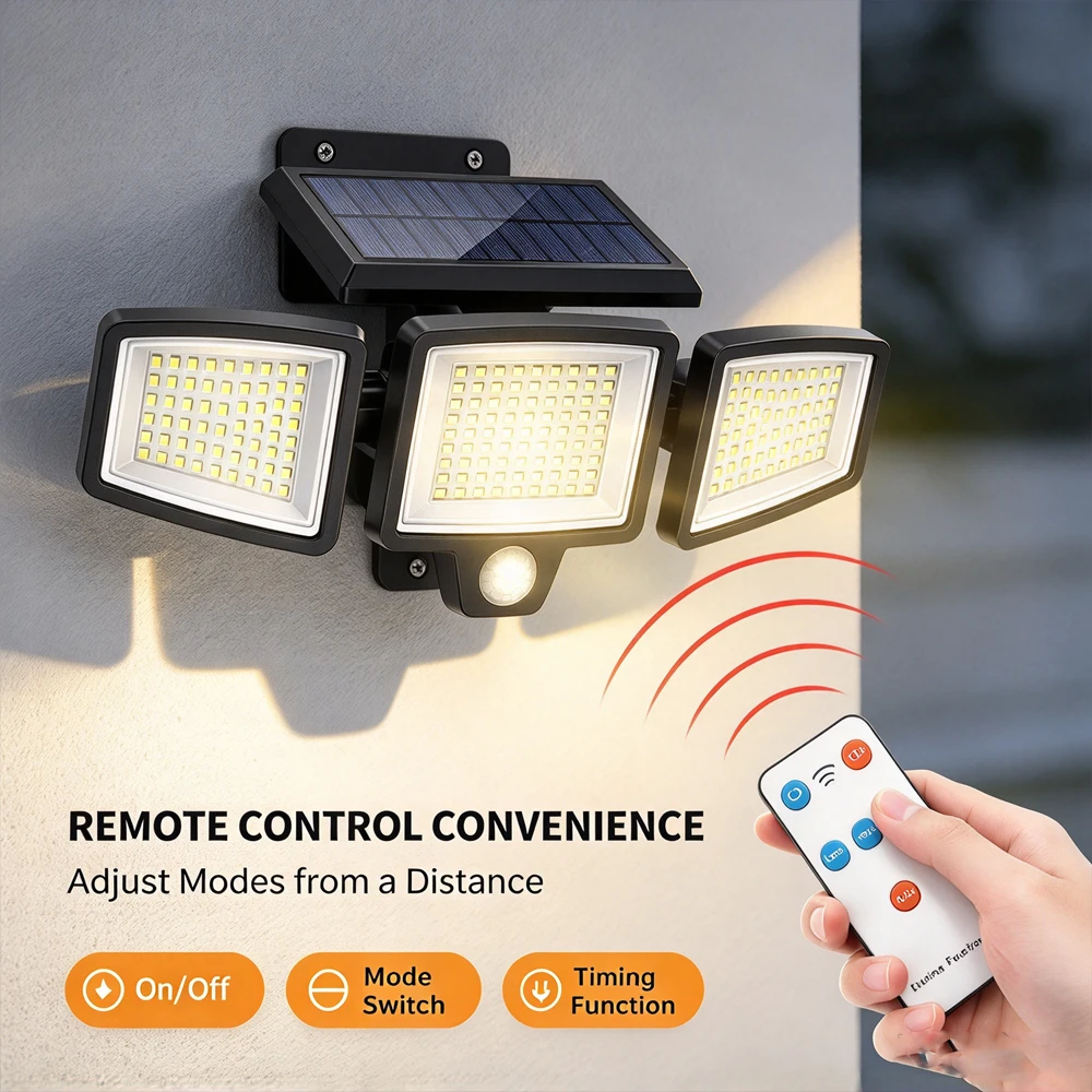 208 LED Split Solar Wall Light, Waterproof Motion Sensor Security Lamp with 3 Modes, Solar Light for Garden Street Outdoor