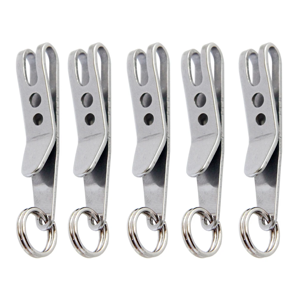 5Pcs Outdoor Clasp Stainless Steel Anti-Wear Metal Button Hanger Camping Hiking Picnic Hanging Rack Cookware Tableware Bag Clasp