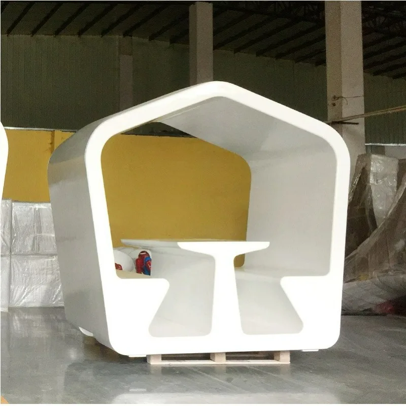 

Commercial Street Square Outdoor Meichen Furniture Creative FRP House Shape Design Simple Leisure Chair Business Negotiation Tab