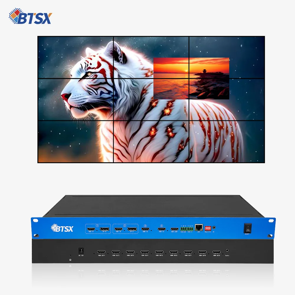 Bitvisus Seamless Switching 4K60 4 Inputs 9 Outputs Overlay PIP POP Video Wall Controller 1x3 2x2 2x3 3x3 Video Processor