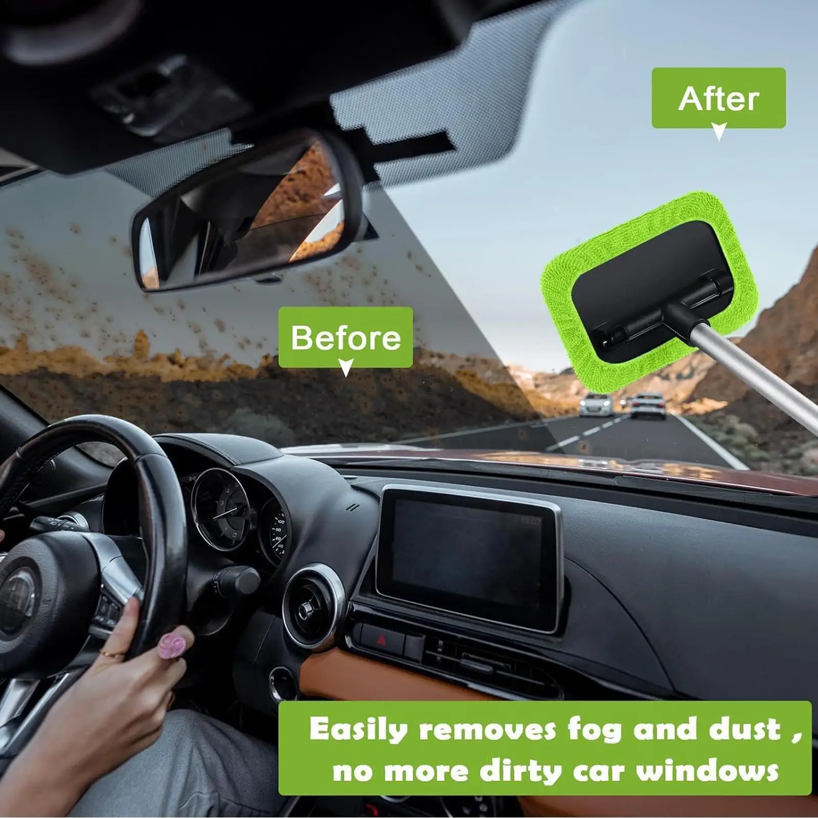 Telescopic Car Windshield Window Cleaner Brush 180 Degree Rotating Long Handle for Bathroom Shower Tile Glass Cleaning Tool