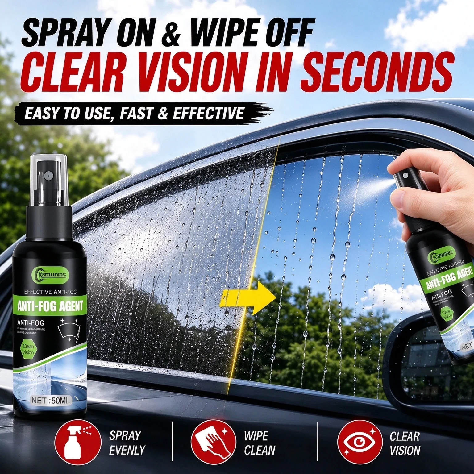 Car Glass Anti-rain Water Spray Repellent Nano Hydrophobic Windshield Rearview Glass Waterproof Anti Rain Polish Care Coating