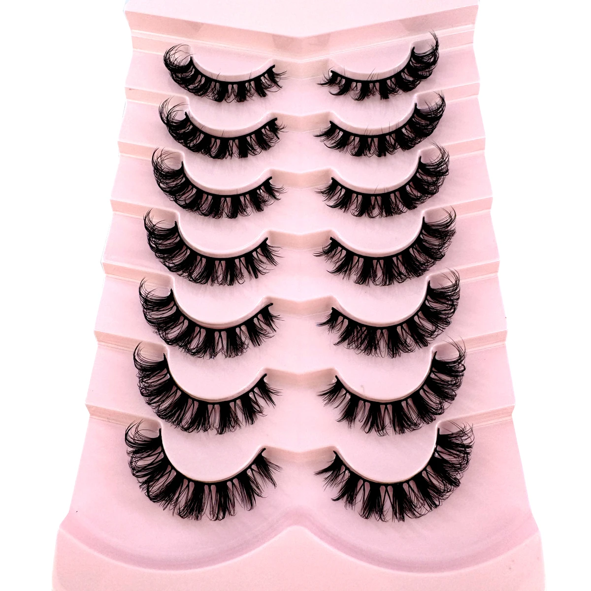 7 Pairs Natural Russian Strip Lashes Fluffy Mink Lashes 3D False Eyelashes Russian Volume Eyelashes Fluffy Strip Fake Eyelashes