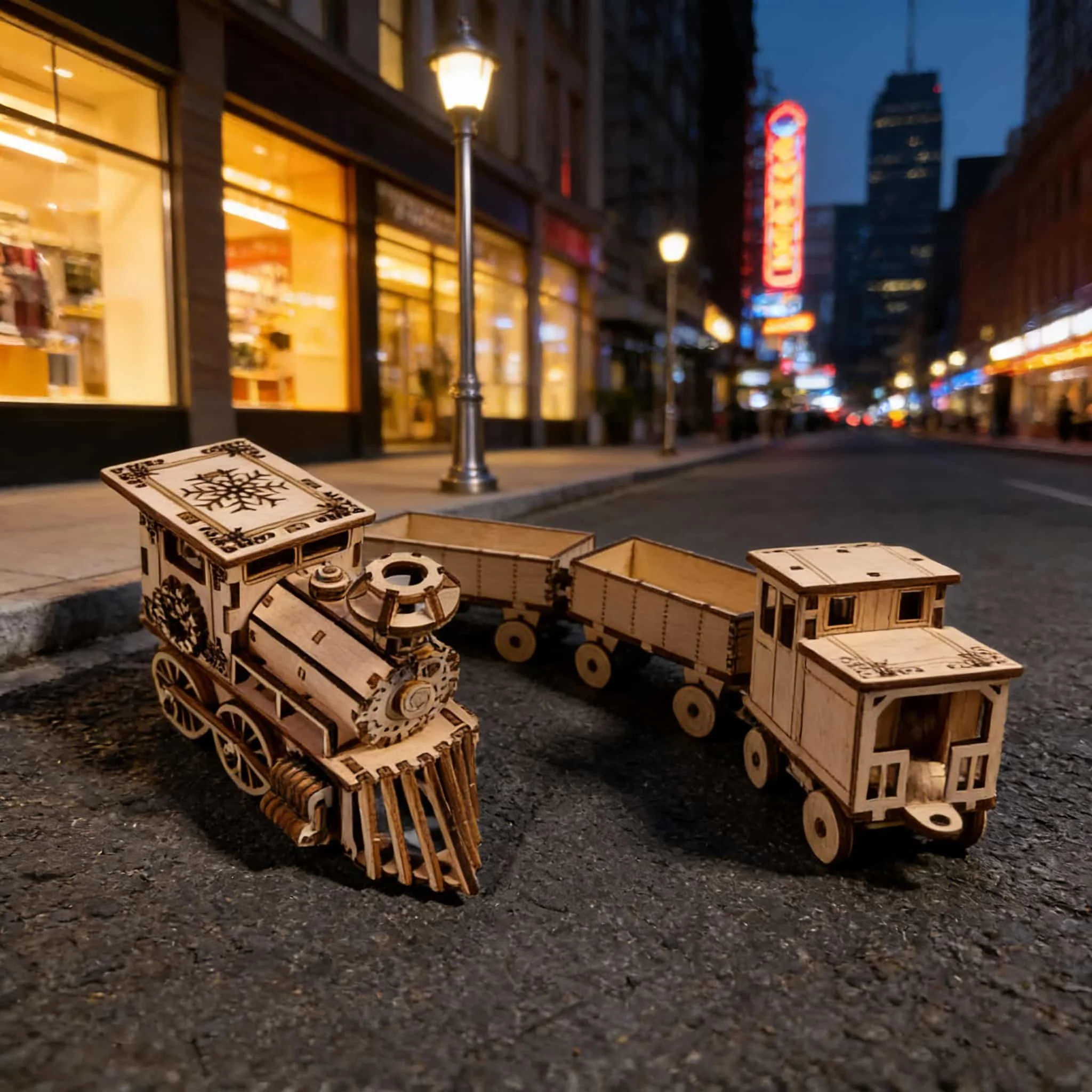 1 wooden DIY Christmas train, creative 3D puzzle, perfect as a holiday gift and home decoration.