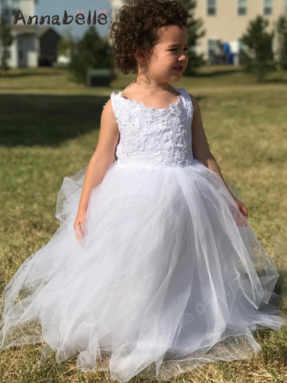 

Annabelle Flower Girl's Dress Puffy Baby Girl Dress Lace First Communion Girl Dress Applique Girl Wedding Party Dress