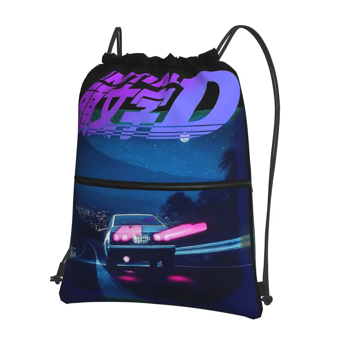 

Initial D Neon Ae86 Portable Backpacks Drawstring Bag Multi-function Drawstring Bundle Pocket Sundries Bags For Sport Man Woman