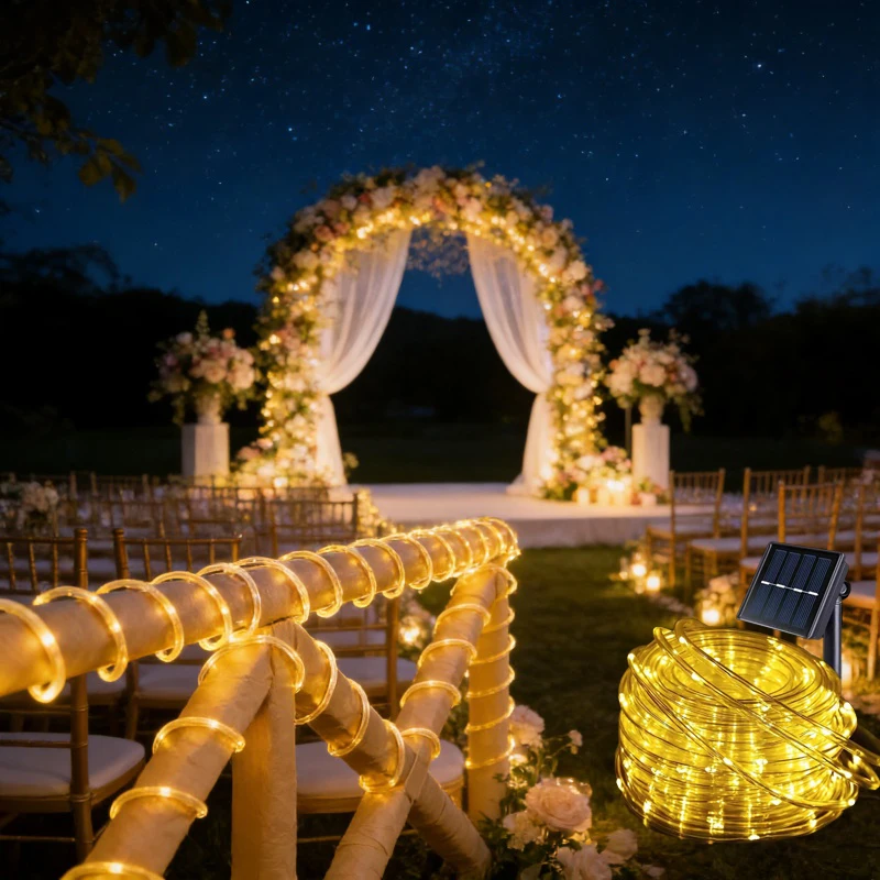 LED Solar Strip Rope Tube Fairy Light Solar Powered Garland String Light Christmas Decor for Outdoor Garden Lawn Tree Yard Fence