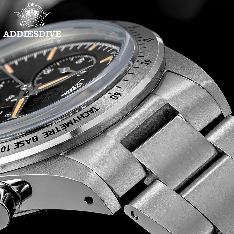 ADDIESDIVE 100M Waterproof 2026 NEW AD2552 Men Watch 316L Stainless Steel 0S20 C3 Vintage Luminous 37mm Chronograph Quartz Watch