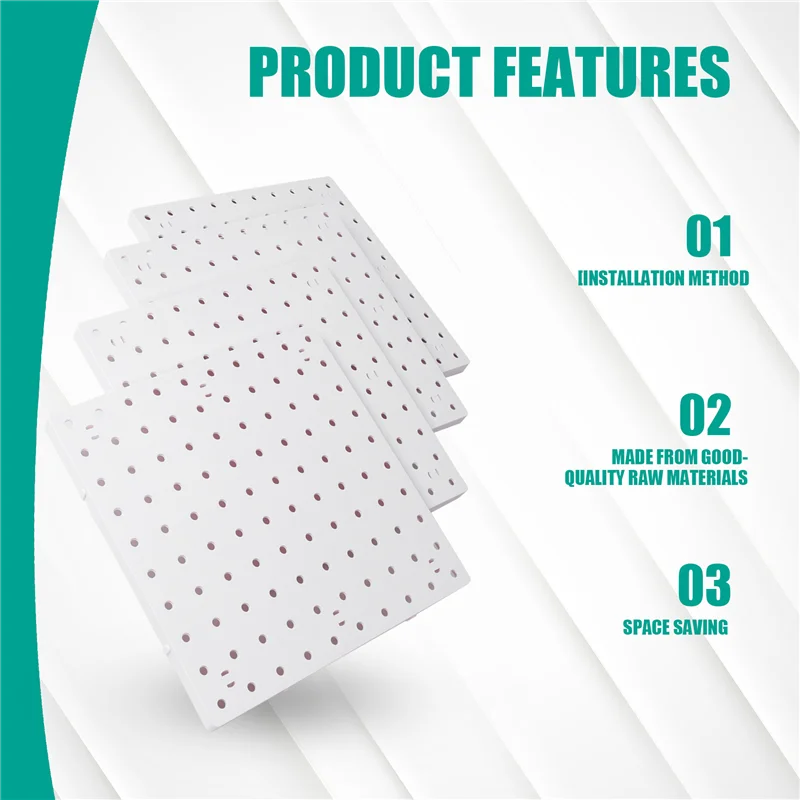 

BHTS-4 Piece Wall Hanging Pegboard Wall Organizer White Pegboard For Craft Room, Garage, Kitchen, Living Room