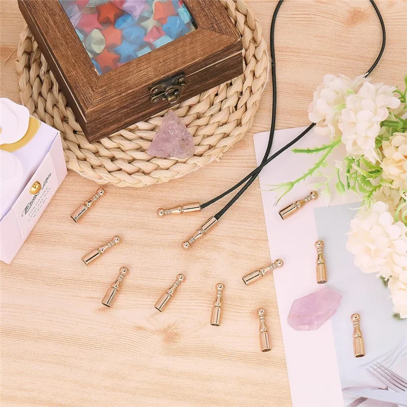 ABQR 12Pcs Bolo Tie Tips Replacement End Caps Long Alloy Cord Ends Smooth For Clothes Decoring Chain Bracelet DIY Crafts