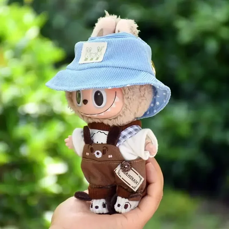 Mini Doll's Clothes No Doll Brown Bear Overalls Kindergarten Clothes Set Outfit for Labubu 17cm Dolls Clothes Dolls Accessories