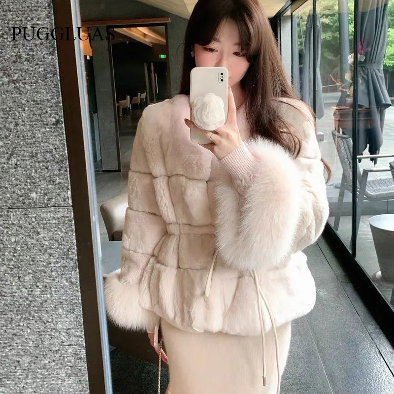 

Winter Elegant Solid Fox Fur Poncho Coat Luxury Warm Women Faux Fur Jacket Cute Thick Female Lace up Party Club Parkas Overcoat