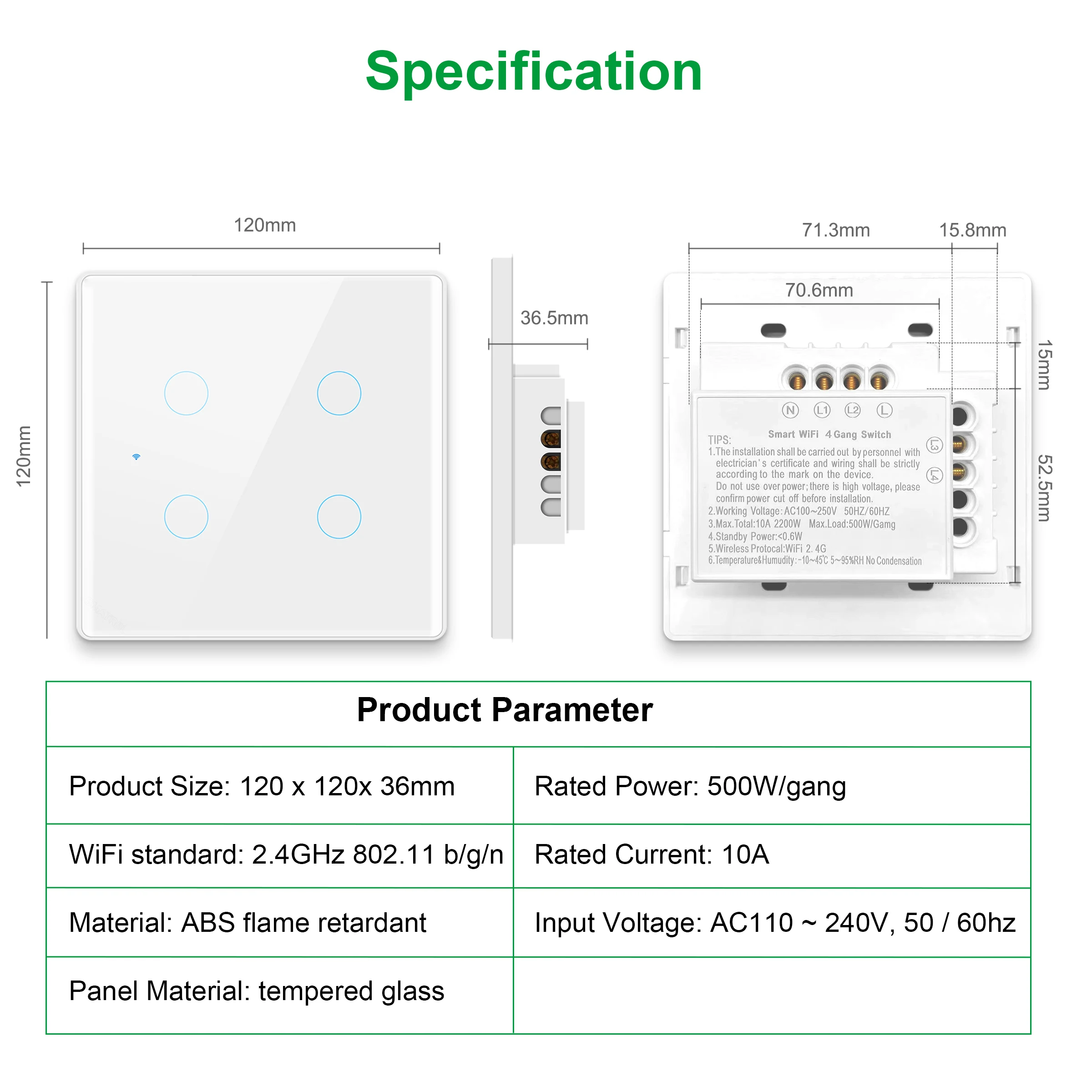 GIRIER Smart Wifi Schalter Brasilien 4/6 Gang Smart Touch Panel Schalter 100-250V Neutral Draht Erforderlich Arbeitet mit alexa Google Hause