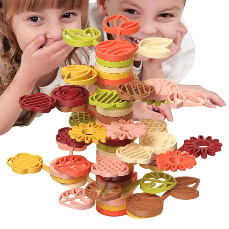 Brinquedo empilhador de árvores para meninas e meninos, blocos coloridos de balanceamento de árvores, brinquedos educativos montessorianos, 4-6