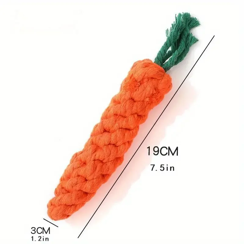 1PC Dog Toy Carrot Knot Rope Ball Cotton Rope Dumbbell Puppy Cleaning Teeth Chew Toy Durable Braided Bite Resistant Pet Supplies