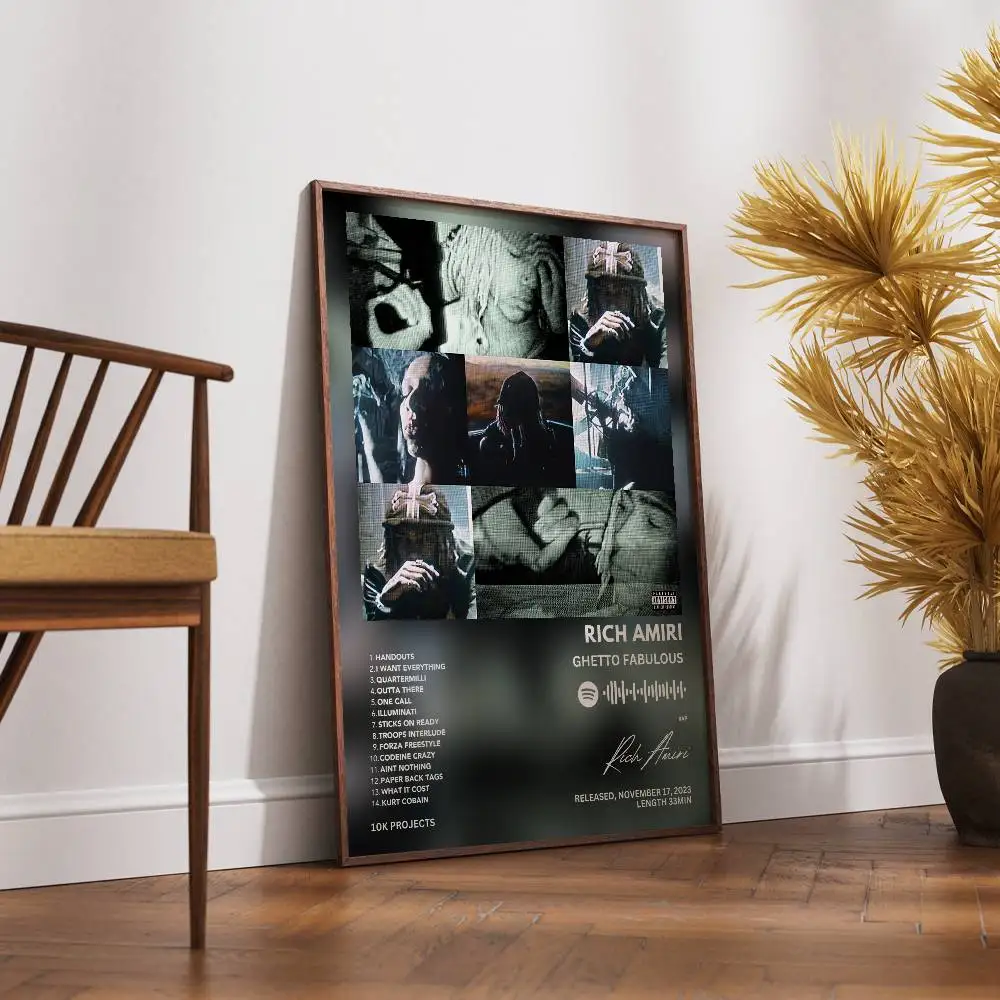 ملصق رائع من ريتش أميري غيتو، ملصق فني ذاتي اللصق مقاوم للماء، غرفة القهوة والبار