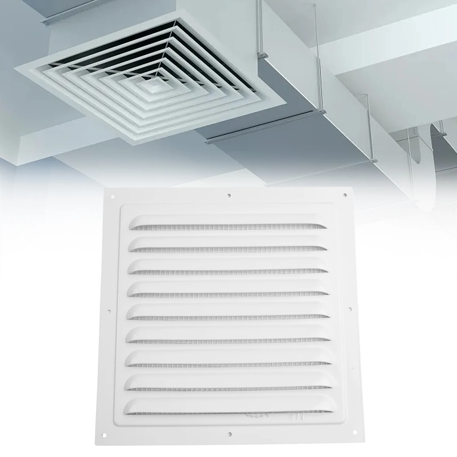 1Pcs Air Vent Louver Vent Grille Cover 100/200/250/300mm Square Vent Ct Screen Cover For Covering Wall Or Ceiling Openings White