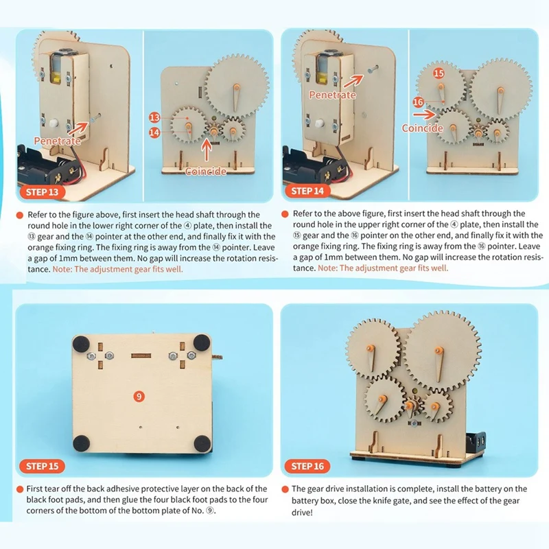 De madeira engrenagem elétrica roda ciência experimento, tecnologia Puzzle Kit, aprendendo material educativo como Mostrado para Crianças, DIY