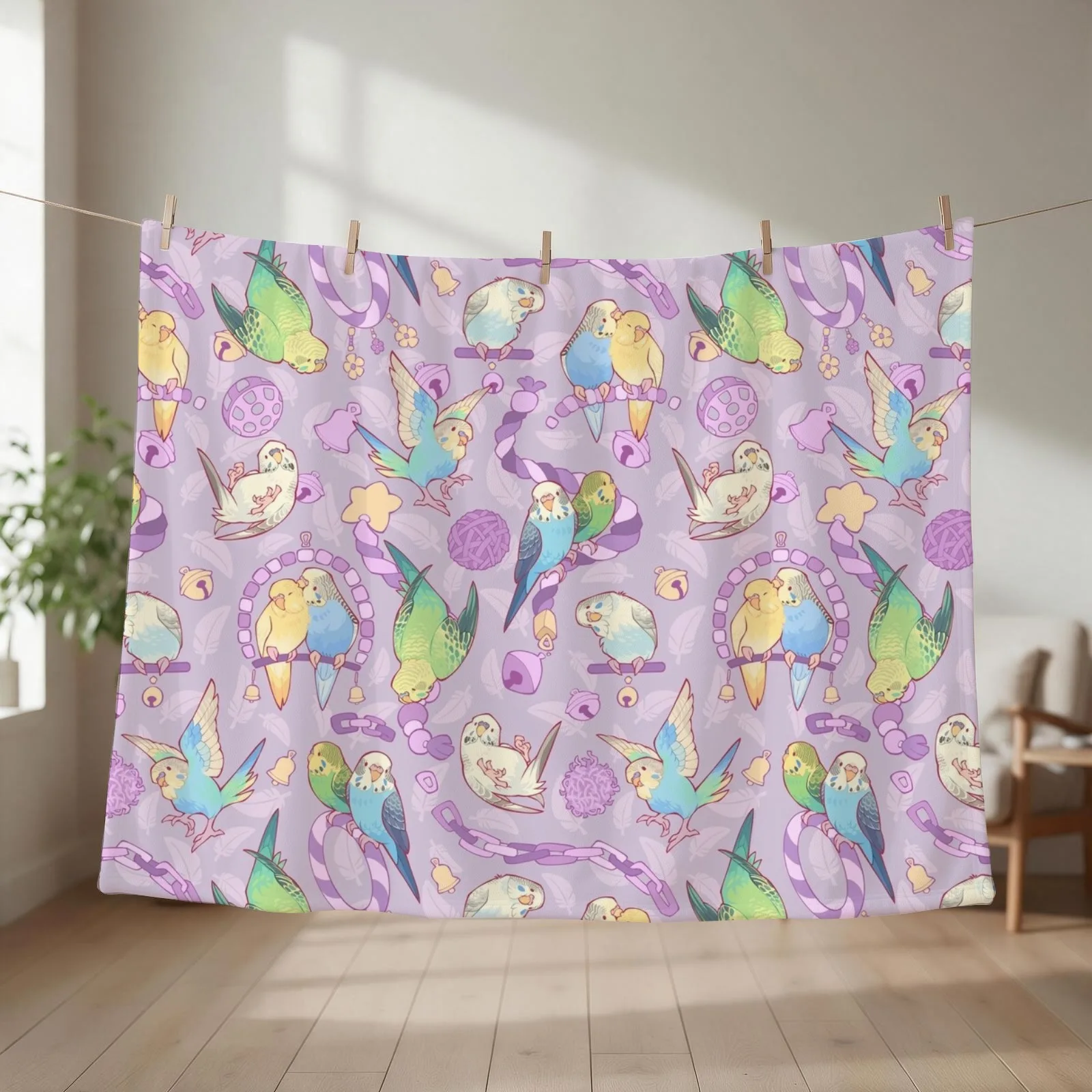 Budgie bunch grape froyo flavored Throw Blanket Flannel Soft Beds christmas gifts Decorative Beds Blankets
