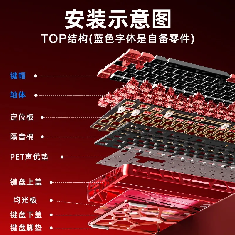 Wooting80HE Hollow Aluminum Shell Holy80 CNC Aluminum Shell Bone80 Aluminum Alloy Magnetic Keyboard Accessories Y2K Hands on Set