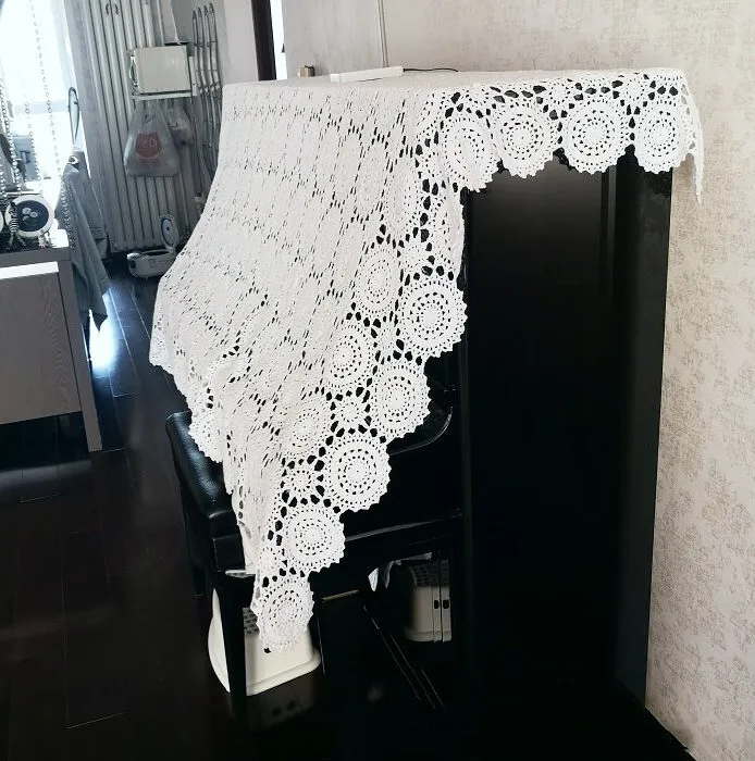Rectangular Hollow Out Tablecloth Beige Rural Retro Crochet Dining Table Cover Lace Square Tea Table Cloth Soft Table Flag