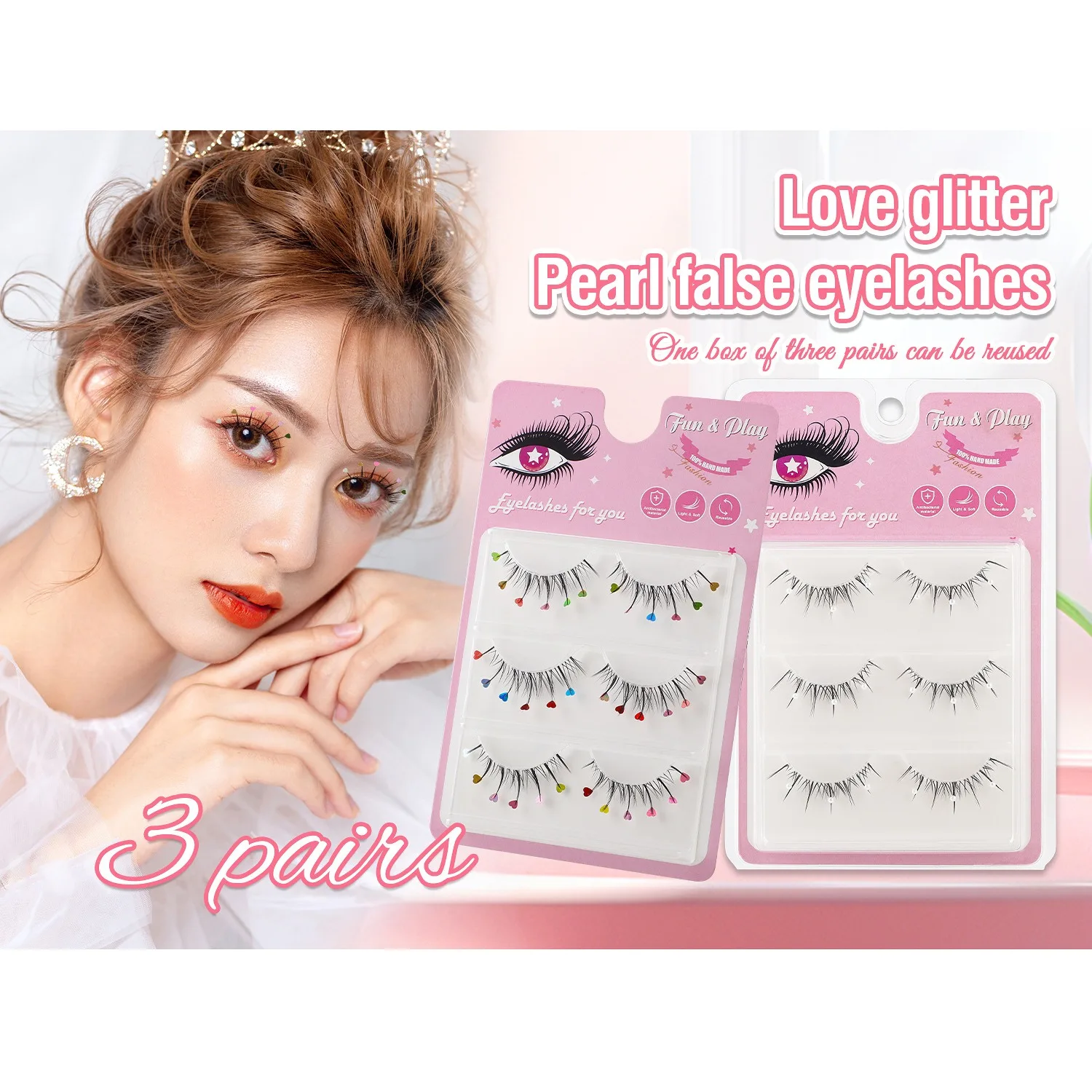 

3 Pairs Invisible Band Lash Cluster Manga Eyelashes for Stage Cosplay Party Chic Korean Japanese Makeup Beauty Fake Eye Lashes