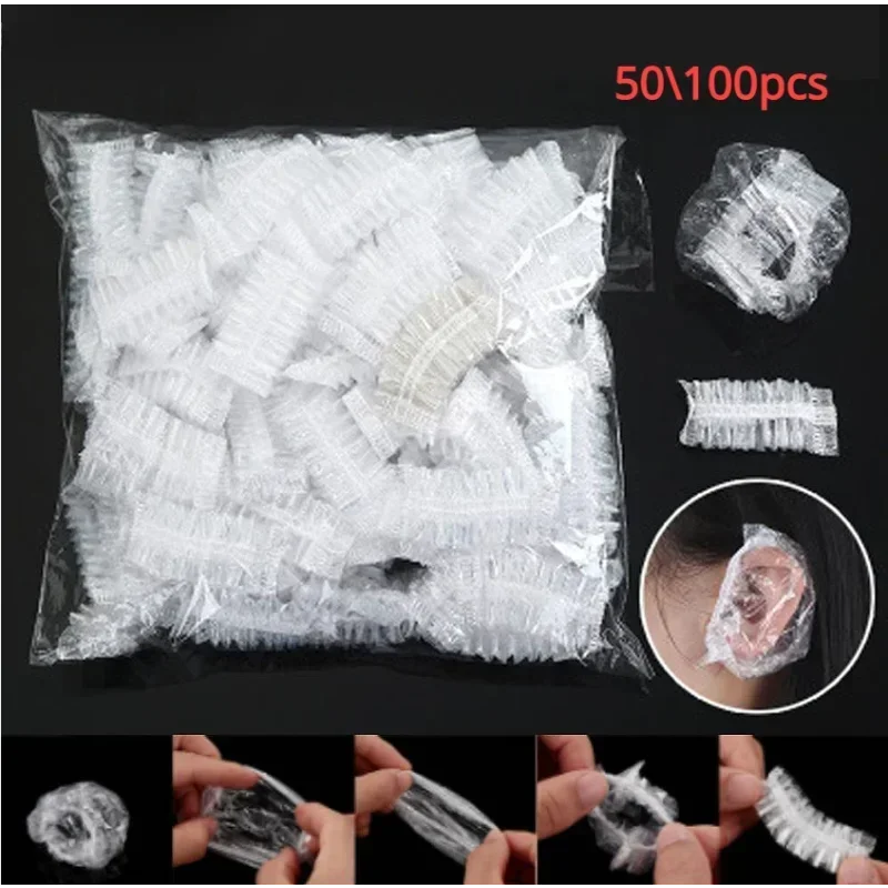 100pcs Disposable Waterproof Ear Cover Bath Shower Salon Ear Protector Cover Caps Dyeing Hair One-off Earmuffs Easy To Use Whal