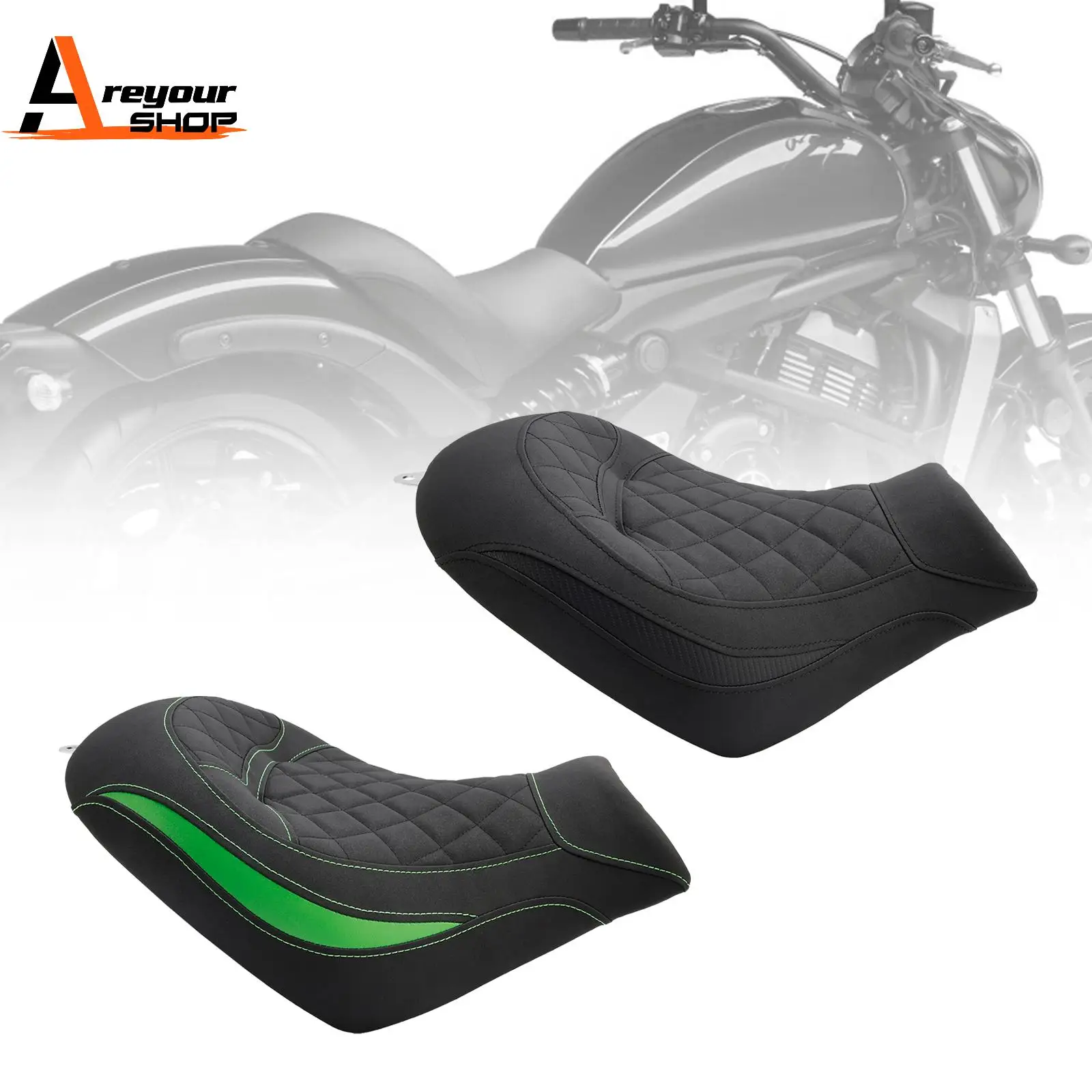 Front Raider Seat Driver Cushion Pu Fit for Kawasaki Vulcan S Vn650 2015-2023 Green