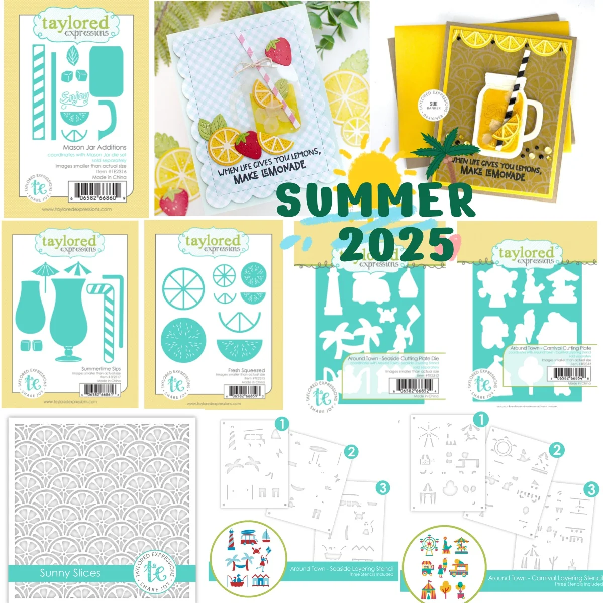 

Summer 2025 Seaside Fresh Squeezed Juice Mason Jar Metal Cutting Dies Sunny Slices Stencil DIY Decorating Scrapbook Card Craft