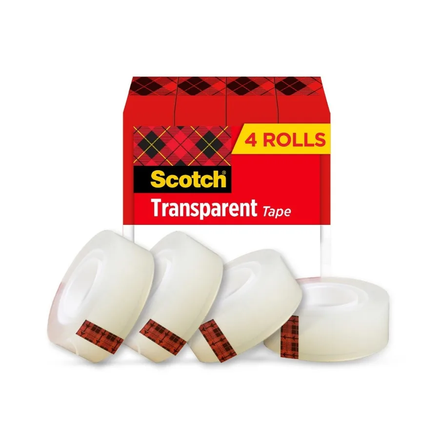 Ruban transparent 3 4 po. x 1000 po. 4 rouleaux